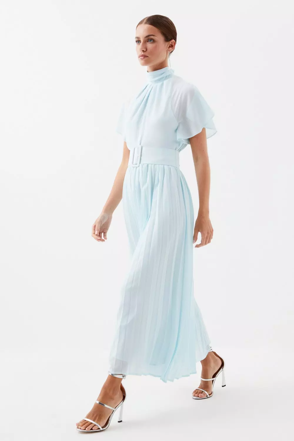 Karen millen blue pleated sale dress